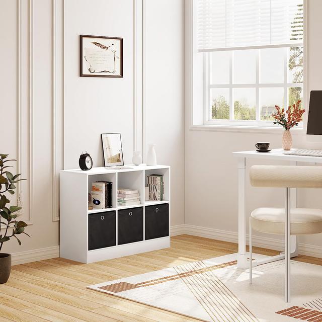 Leschenault 61cm H x 80cm W Standard Bookcase with Bins Ebern Designs Colour: White on Productcaster.