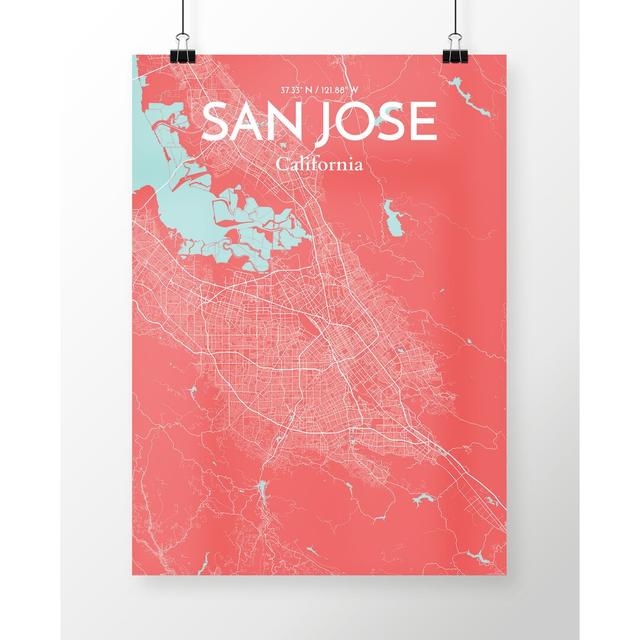 San Jose City Map - Unframed Graphic Art Print on Paper East Urban Home Size: 61cm H x 45.7cm W x 0.13cm D on Productcaster.