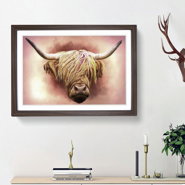 Head of a Highland Cow in Abstract by Adam BG - Picture Frame Painting Print East Urban Home Frame Option: Walnut Framed, Size: 48cm H x 65cm W x 2cm on Productcaster.