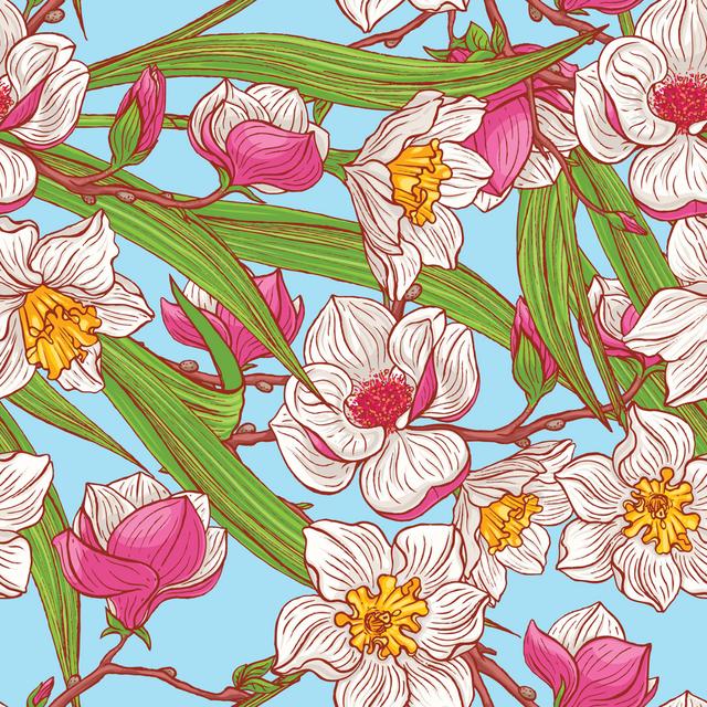 Color Magnolias by Melazerg - Wrapped Canvas Print ClassicLiving Size: 30cm H x 30cm W on Productcaster.