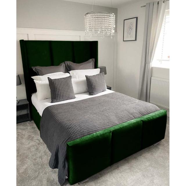 Altavious Upholstered Bed Canora Grey Colour: Emerald, Size: Double (4'6) on Productcaster.