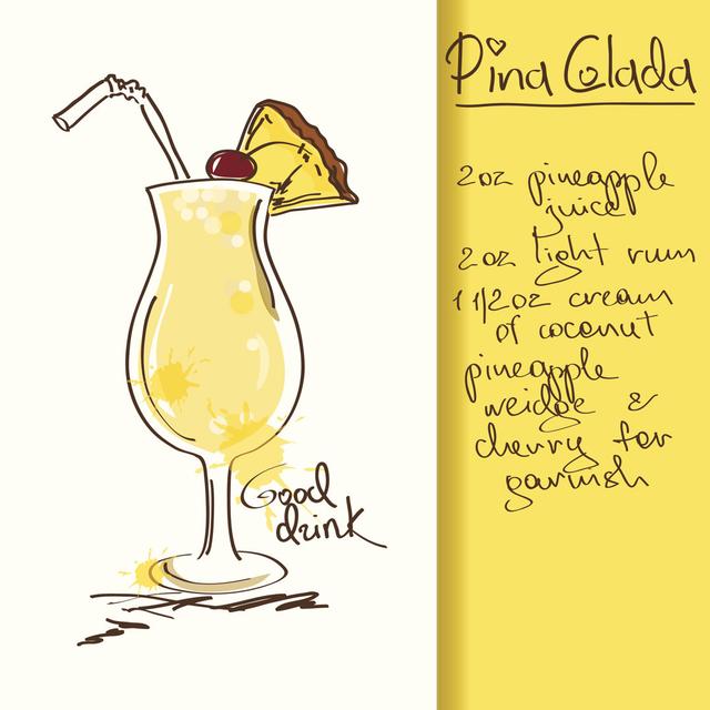 Illustration With Pina Colada Cocktail Symple Stuff Size: 91cm H x 91cm W on Productcaster.