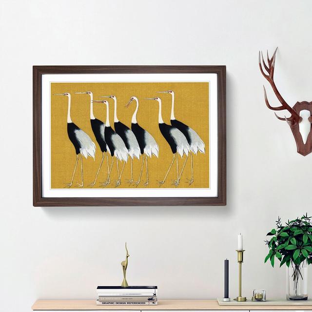 Japanese Red Crown Cranes by Ogata Korin - Picture Frame Graphic Art Print on MDF East Urban Home Size: 27cm H x 36cm W x 2cm D, Frame Option: Walnut on Productcaster.