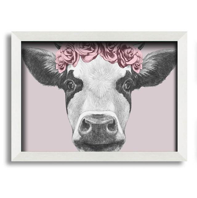 Chowdury Rose Cow Head - Single Picture Frame Art Prints August Grove Size: 59.7cm H x 84.1cm W x 10cm D on Productcaster.