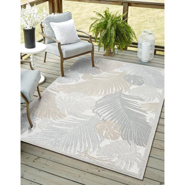 Rugeley Machine Woven Polypropylene Plastic Beige/Grey Indoor / Outdoor Rug 17 Stories Rug Size: Rectangle 140 x 200cm on Productcaster.