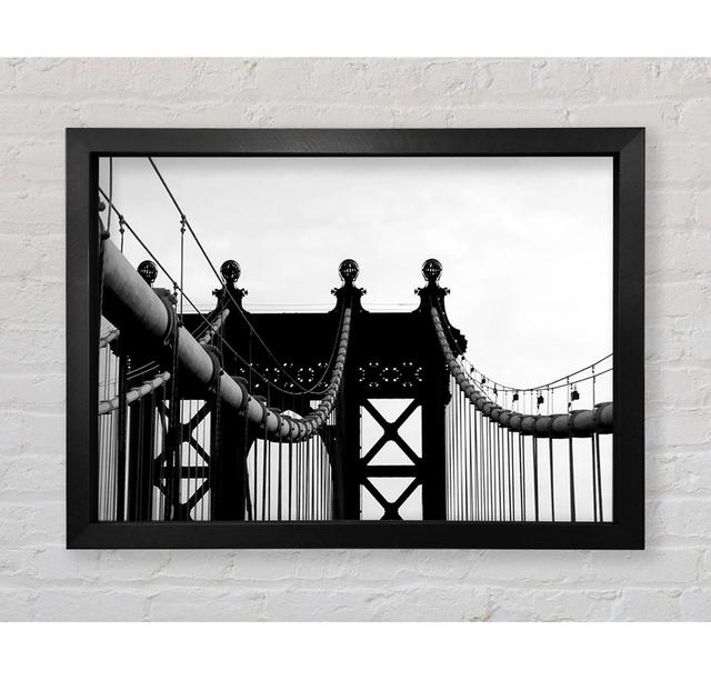 Brooklyn Bridge Close-Up B N W - Single Picture Frame Art Prints Bright Star Size: 100cm H x 141.4cm W x 3.4cm D on Productcaster.