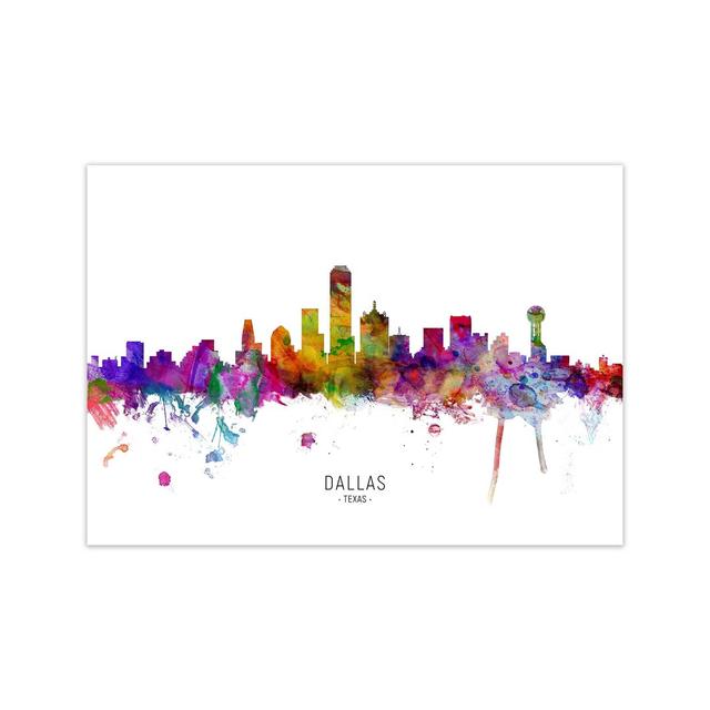 Dallas Texas Skyline by Michael Tompsett - Print Ebern Designs Size: 60cm H x 84cm W x 1cm D, Format: Unframed on Productcaster.