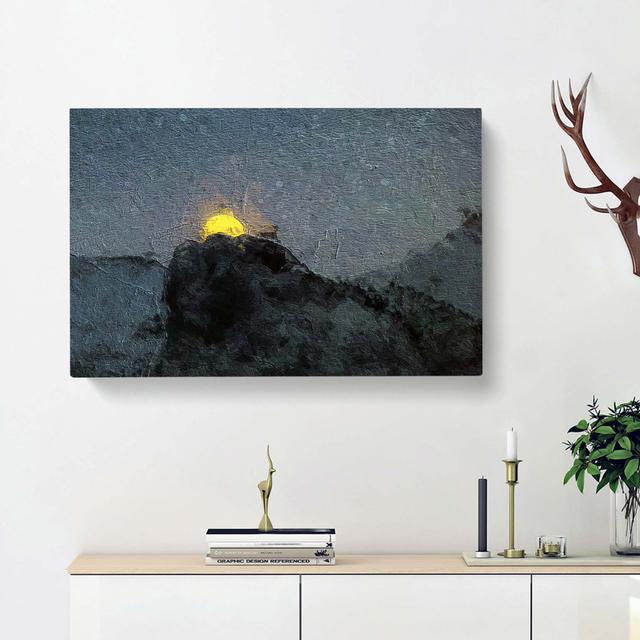 Moon Behind the Mountains in Canada - Wrapped Canvas Painting Print East Urban Home Size: 35cm H x 50cm W x 3cm D on Productcaster.