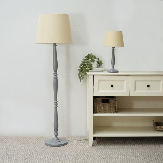 Arialdo 156cm Traditional Floor Lamp Marlow Home Co. Shade Colour: Beige, Base Finish: Matte Grey on Productcaster.