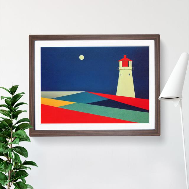 Lighthouse Abstract Art - Single Picture Frame Print Breakwater Bay Size: 34cm H x 46cm W, Frame Colour: Brown on Productcaster.