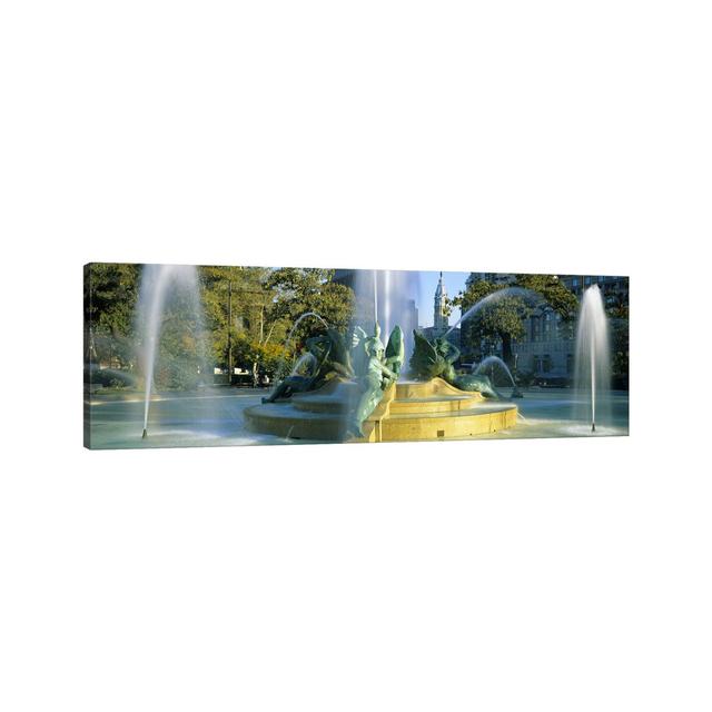 Fountain in front of a Building, Logan Circle, City Hall, Philadelphia, Pennsylvania, USA - Wrapped Canvas Panoramic Photograph Ebern Designs Size: 30 on Productcaster.