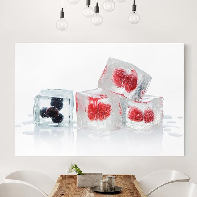 Fruit in the Ice Cube Art Print on Canvas Ebern Designs Size: 60cm H x 90cm W on Productcaster.