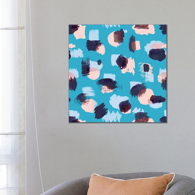 Abstract Stains Blue by Ninola Design - Wrapped Canvas Gallery-Wrapped Canvas Giclée Metro Lane Size: 66.04cm H x 66.04cm W x 3.81cm D on Productcaster.