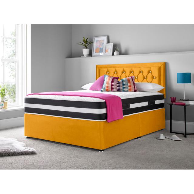 Marsing Divan Bed Set Rosdorf Park Storage Type: Left Side Drawers, Colour: Mustard, Size: Single (3') on Productcaster.