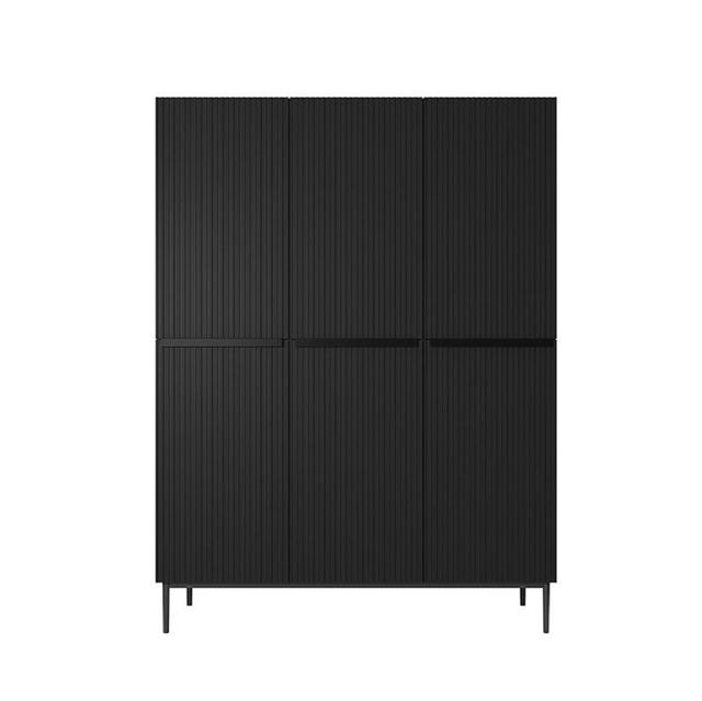 Alayne 3 Door Manufactured Wood Wardrobe Canora Grey Finish: Black on Productcaster.