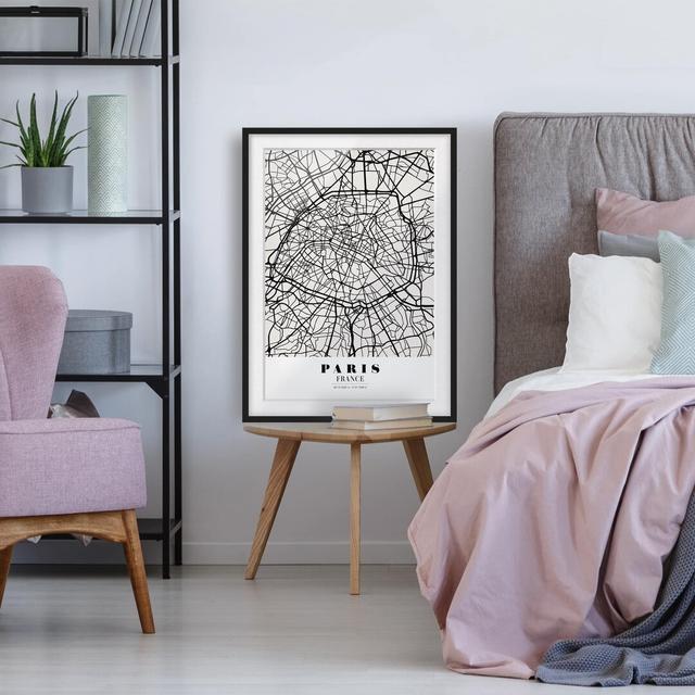 'Paris City Plan - Classic' Framed Graphic Art Print East Urban Home Frame Options: Matt black, Size: 55 cm H x 40 cm W on Productcaster.