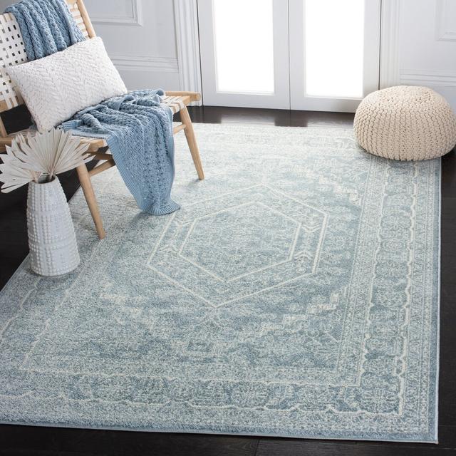 Stromsburg Medallion Power Loom Blue/White Rug Latitude Vive on Productcaster.