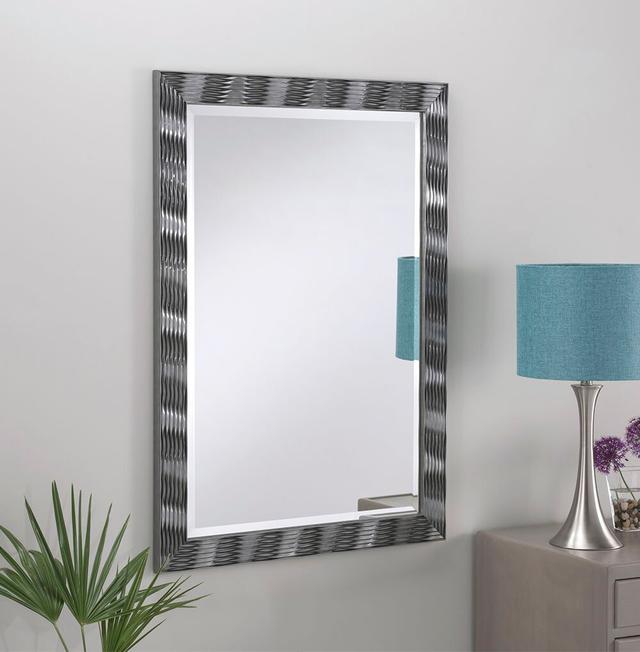 Billie Framed Wall Mounted Accent Mirror in Grey World Menagerie Size: 89cm H x 64cm W on Productcaster.