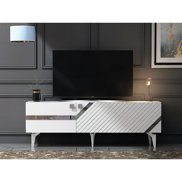 Burkinshaw TV Stand for TVs up to 65" Fairmont Park Colour: White/Silver on Productcaster.