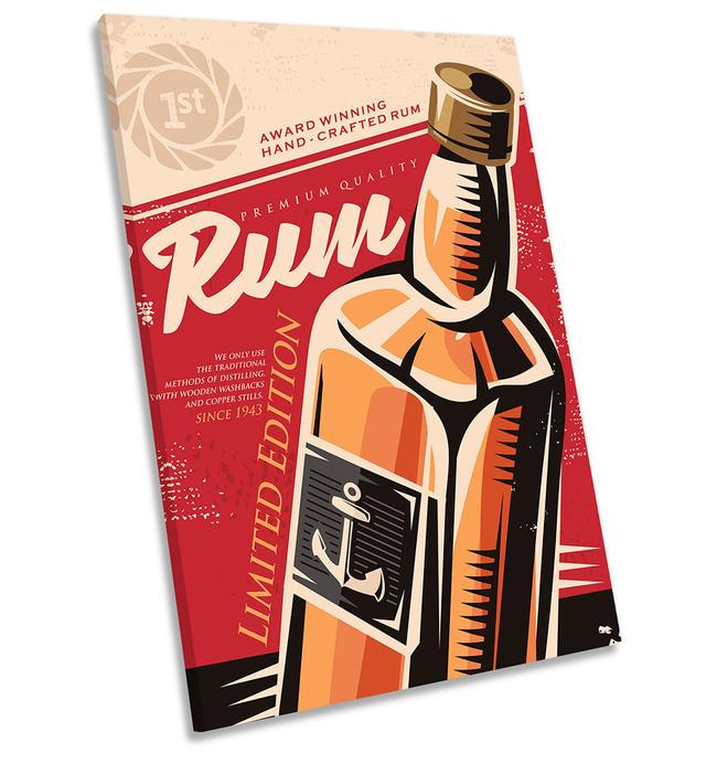 Rum Drink Bar Kitchen Red - Wrapped Canvas Textual Art Happy Larry Size: 76.2cm H x 50.8cm W x 2cm D on Productcaster.