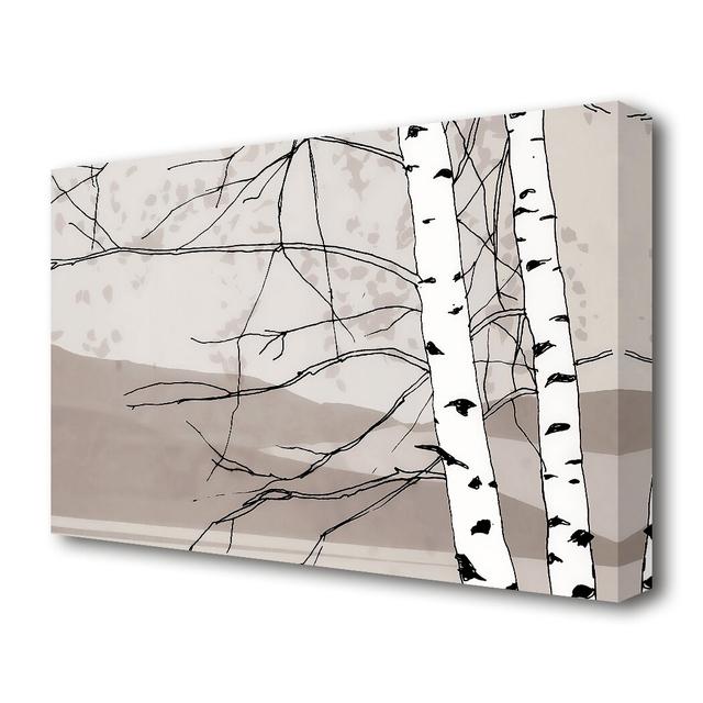 'Marimekko Silverbirch Tree' Painting Print on Wrapped Canvas in Beige East Urban Home Size: 66 cm H x 101.6 cm W on Productcaster.