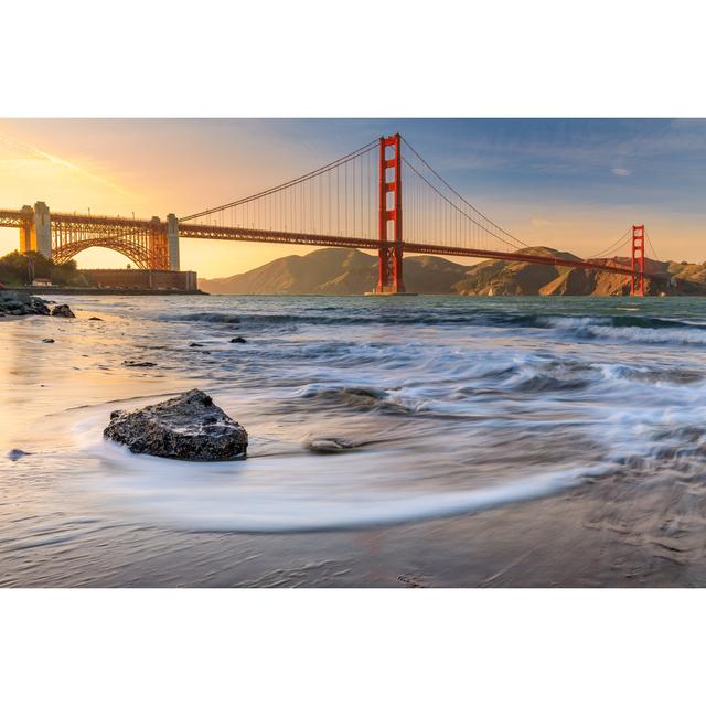 Alegre Sunset At Golden Gate Bridge - Wrapped Canvas Photograph Latitude Run Size: 61cm H x 91cm W x 3.8cm D on Productcaster.