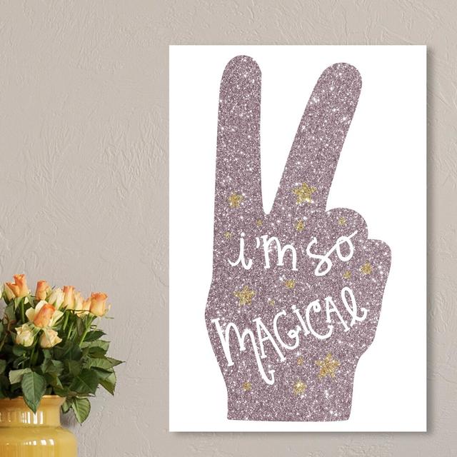 'I am So Magical Peace Glitter Pink' Typography on Wrapped Canvas East Urban Home Size: 61 cm H x 41 cm W on Productcaster.