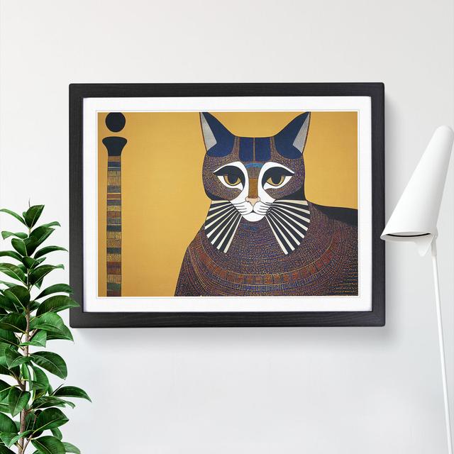 Egyptian Cat - Picture Frame Painting Rosalind Wheeler Size: 34cm H x 46cm W x 2cm D, Frame Colour: Black on Productcaster.