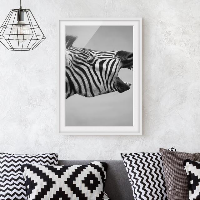 Fotodruck Roaring Zebra II East Urban Home Größe: 55 cm H x 40 cm B, Rahmenoptionen: Mattweiß on Productcaster.