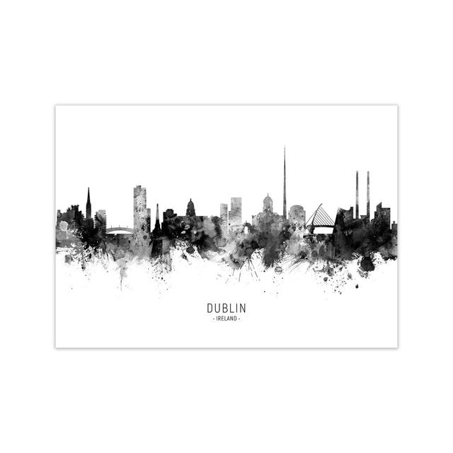 Dublin Ireland Skyline Black White City Name by Michael Tompsett - Print Latitude Run Size: 60cm H x 84cm W x 1cm D, Format: Unframed on Productcaster.