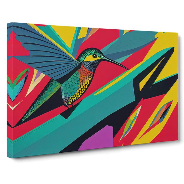 Unique Abstract Hummingbird - Wrapped Canvas Painting ClassicLiving Size: 50cm H x 76cm W x 3cm D on Productcaster.