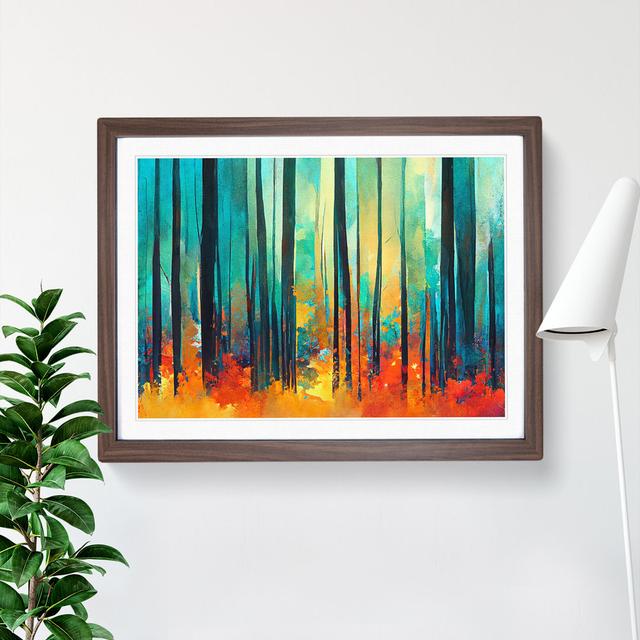 Abstract Forest Striped Vol.3 - Picture Frame Painting Alpen Home Size: 46cm H x 64cm W x 2cm D, Frame Colour: Walnut on Productcaster.