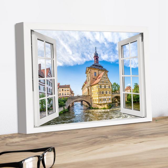 Leinwandbild – Bamberg Altes Rathaus im Fenster 17 Stories Größe: 2 cm H x 30 cm B x 40 cm T on Productcaster.