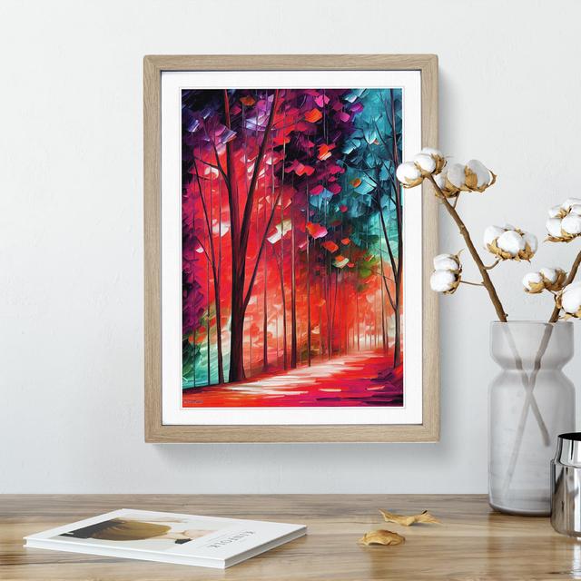 Vibrant Woodland Forest No.1 - Single Picture Frame Painting Marlow Home Co. Frame Colour: Oak Framed, Size: 46cm H x 34cm W x 2cm D on Productcaster.