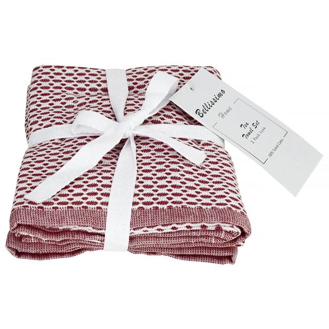 Cotton Waffle Kitchen Towel Linen Set Bloomsbury Market Colour: White/Red on Productcaster.