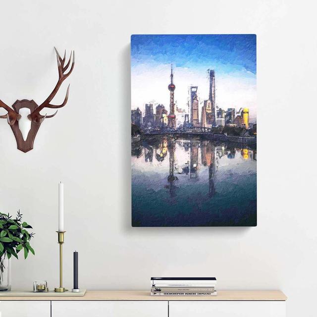 Shanghai Skyline Reflection - Wrapped Canvas Painting Print East Urban Home Size: 76cm H x 50cm W x 3cm D on Productcaster.