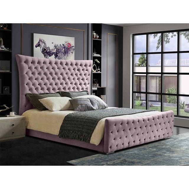 Plexa Bed Double Plush Velvet Grey Envisage Trade Size: Kingsize (5'), Colour: Pink on Productcaster.