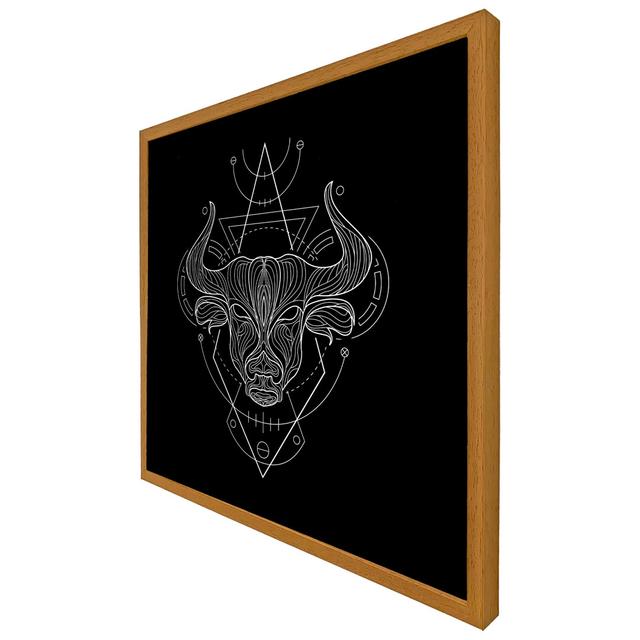 Cusseta Zodiac Taurus Geometric - Print Natur Pur Size: 61cm H x 61cm W x 4cm D, Frame Colour: Oak on Productcaster.