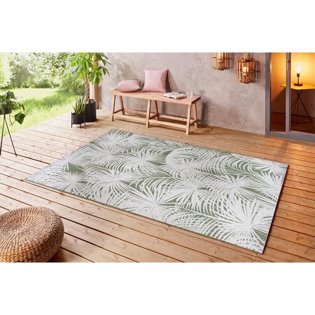 Lagosi In- und Outdoor Teppich - Wetterfest Palmen Florales Muster für Garten, Balkon - Grün Northrugs Teppichgröße: Rechteckig 160 x 230 cm on Productcaster.