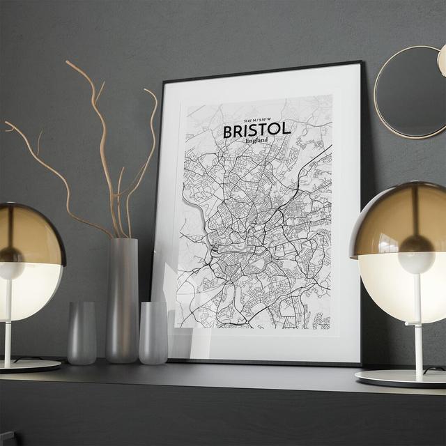 Bristol City Map in Tones - Unframed Graphic Art Borough Wharf Size: 17cm H x 11cm W x 0.05cm D on Productcaster.