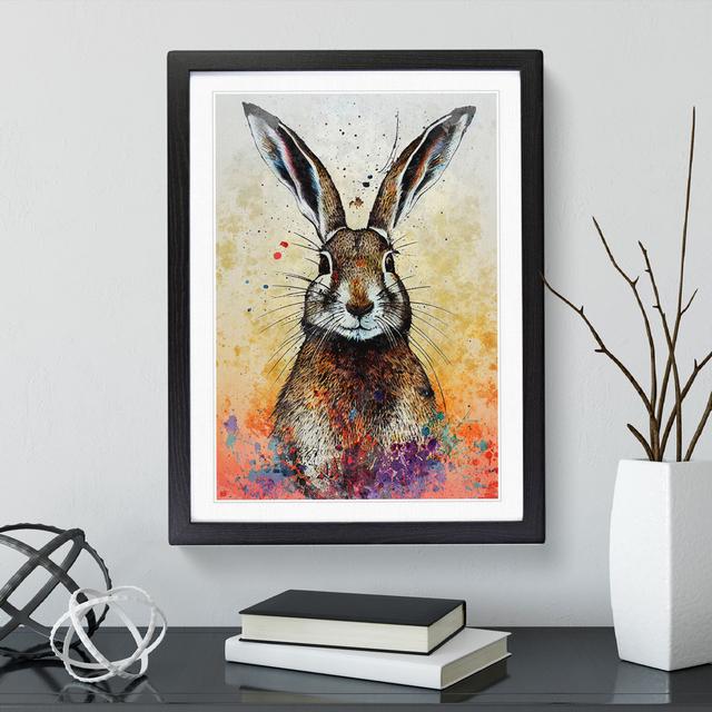 Colourful Watercolour Hare No.1 - Single Picture Frame Print Latitude Run Frame Colour: Black, Size: 64cm H x 46cm W x 2cm D on Productcaster.