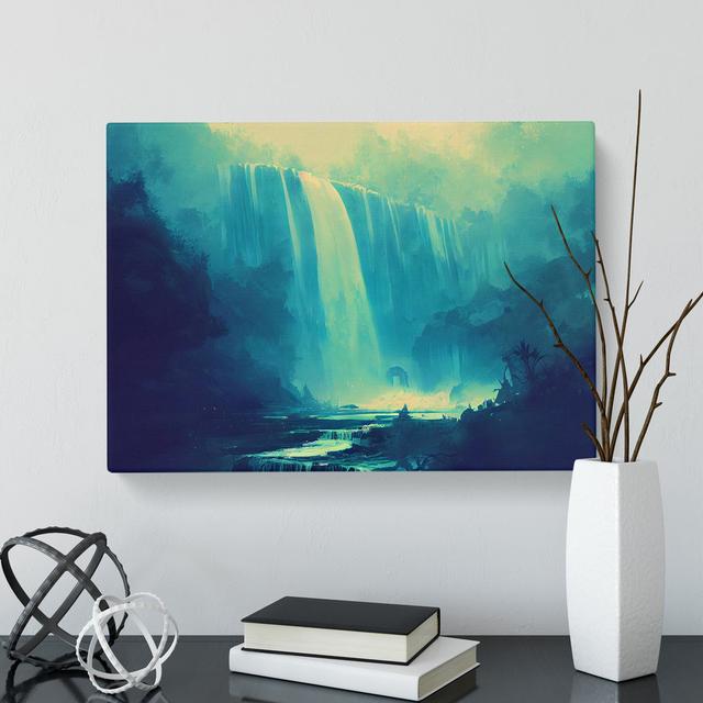 Contemporary Waterfall - Wrapped Canvas Painting Alpen Home Size: 35cm H x 50cm W x 3cm D on Productcaster.