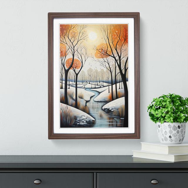 Winter Landscape Modern No.2 - Single Picture Frame Print on Wood Alpen Home Size: 46cm H x 34cm W x 2cm D, Frame Colour: Walnut on Productcaster.