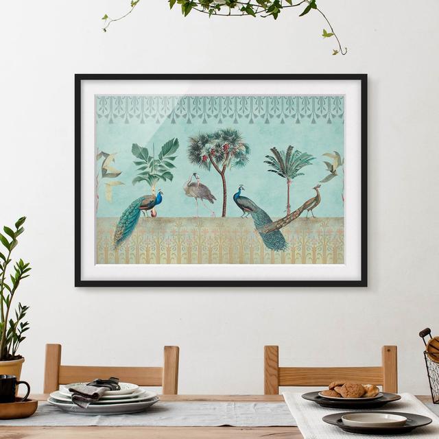 Vintage Collage - Tropical Birds with Palm Trees - Picture Frame Graphic Art Bay Isle Home Frame Option: Black, Size: 30cm H x 40cm W x 2cm D on Productcaster.