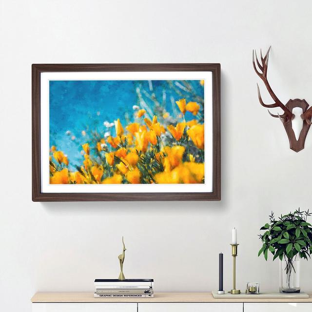 Yellow Blooming Flowers - Picture Frame Painting Print East Urban Home Frame Option: Walnut Framed, Size: 40cm H x 60cm W x 2cm D on Productcaster.