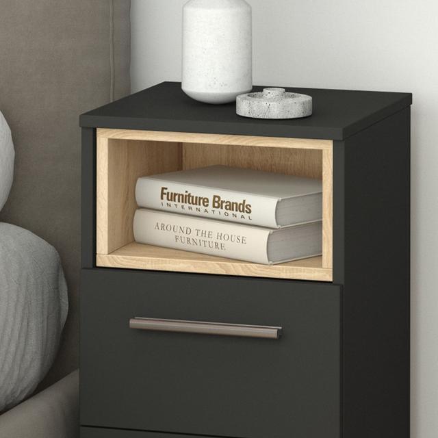 Boid 2 Drawer Bedside Table Brayden Studio Colour: Anthracite Black on Productcaster.