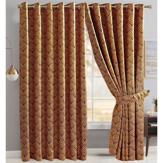 Annelise Eyelet Room Darkening Curtains Fairmont Park Colour: Orange, Panel Size: 228 W x 228 D cm on Productcaster.