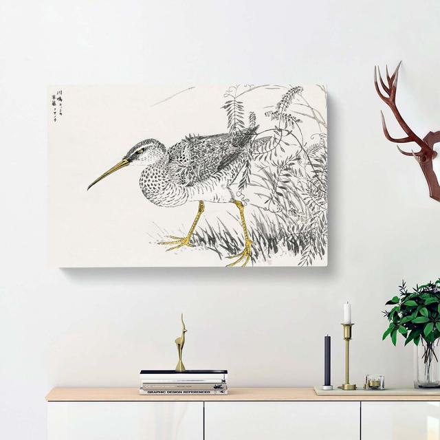 Whimbrel Bird & Wisteria Vine by Numata Kashu - Wrapped Canvas Painting Print East Urban Home Size: 35cm H x 50cm W x 3cm D on Productcaster.