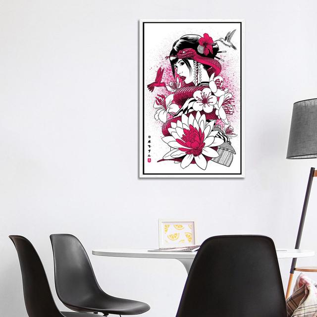 Geisha With Pink Snake by Alberto Perez - Gallery-Wrapped Canvas Giclée on Canvas Latitude Vive Size: 101.6cm H x 66.04cm W x 3.81cm D, Format: White on Productcaster.