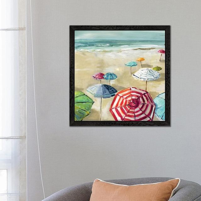 Umbrella Beach II by Carol Robinson - Painting Print Highland Dunes Size: 45.72cm H x 45.72cm W x 3.81cm D, Format: Black Floater Framed on Productcaster.